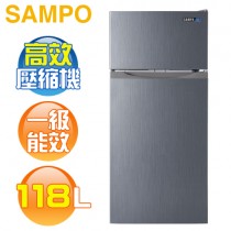 SAMPO 聲寶 ( SR-C12G ) 118公升 獨享雙門冰箱 -髮絲銀《送基本安裝、舊機回收》