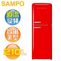 SAMPO 聲寶 ( SR-C21D/R ) 210公升 歐風美型變頻雙門冰箱-緋麗紅《送基本安裝、舊機回收》